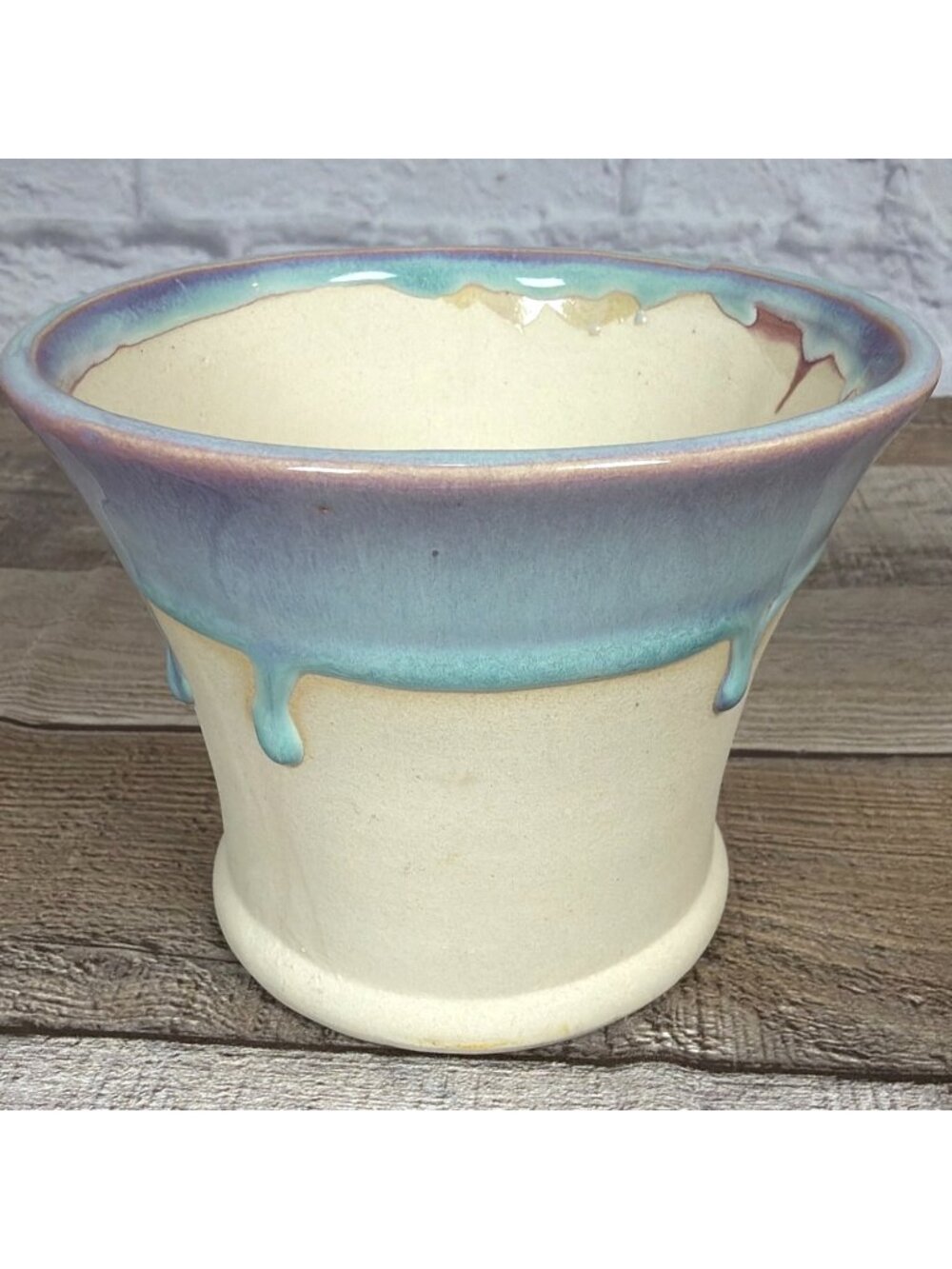 VTG Ceramic Pottery Drip Glaze Trinket Pot Planter Blue Purple Cottagecore Boho